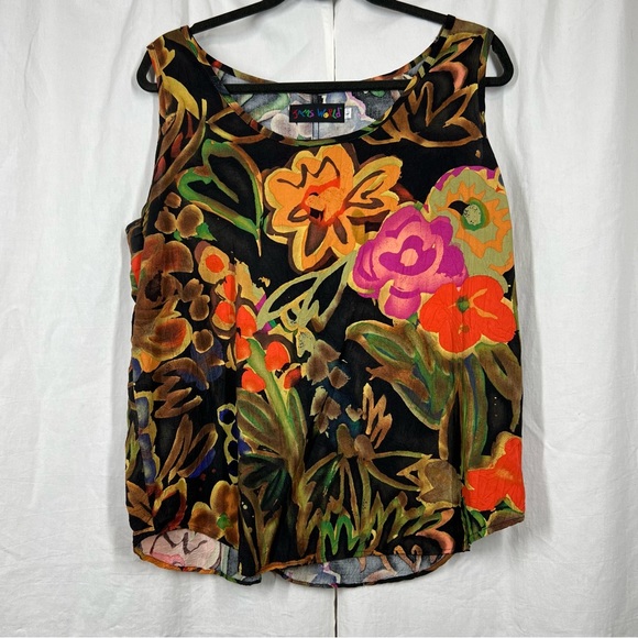 Vintage jams world floral abstract sleeveless blouse - Picture 1 of 4